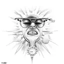 broken sun glasses with heart inside tattoo design idea