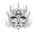 western cosmic cowgirl tattoo arm sleeve with a scenery background tattoo design idea