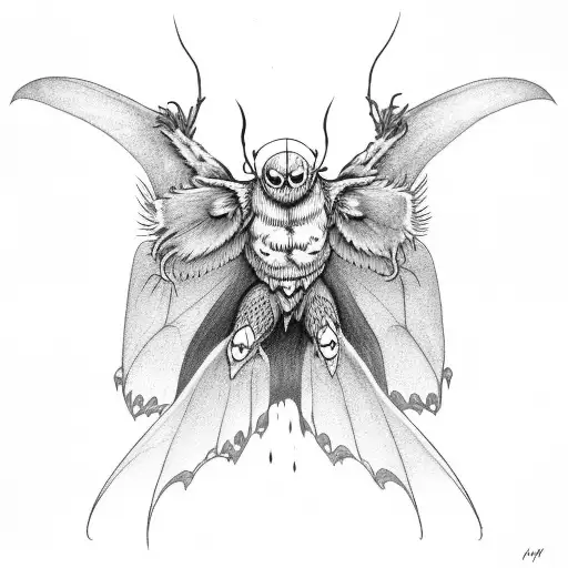 mothman with bats  tattoo design idea
