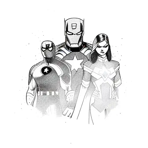 marvel super heros sleeve tattoo design idea