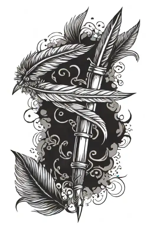 Tar and Feather pen writing tattoo design idea