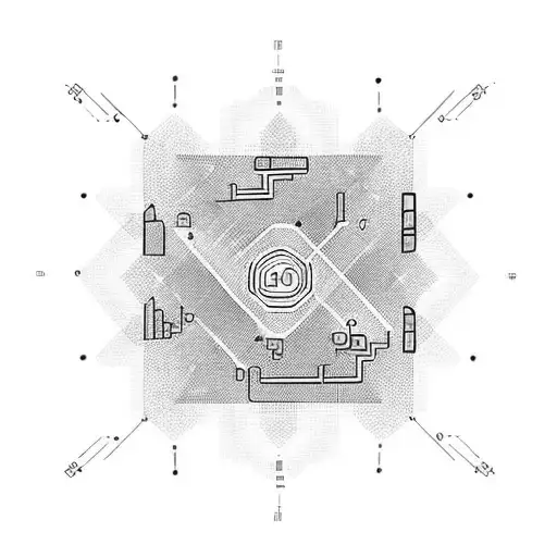 A black-grey tattoo of a stock market graph merging with a technology circuit board tattoo design idea