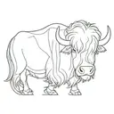 fine line image of a yak, single line that connects to create an image of a yak, for woman tattoo design idea