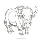 fine line image of a yak, single line that connects to create an image of a yak, for woman tattoo design idea
