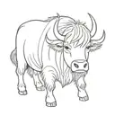 fine line image of a yak, single line that connects to create an image of a yak, for woman tattoo design idea