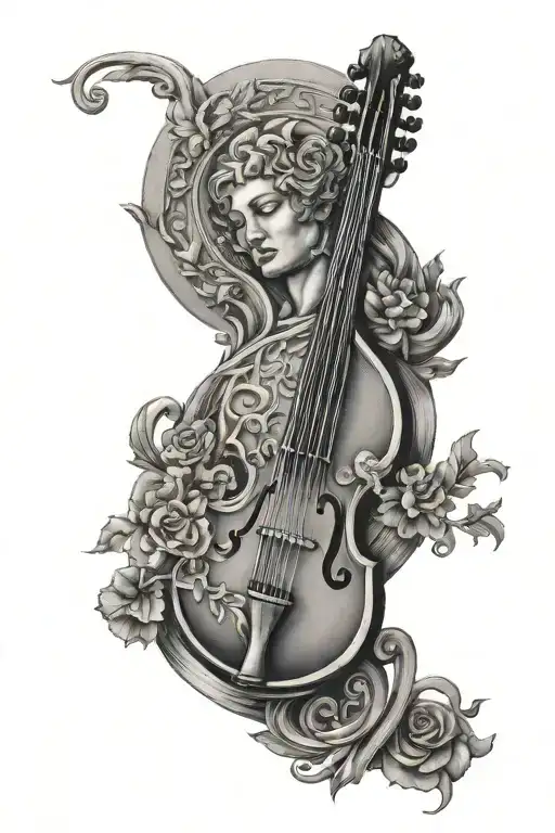 apollo lyre sun tattoo design idea