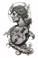 apollo lyre sun tattoo design idea