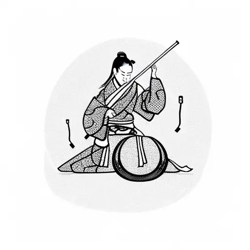 Crossfit athlete performing a traditional Japanese tea ceremony tattoo design idea