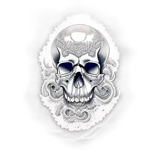 Ocean Wave Skull Blood Surface  tattoo design idea