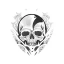 Ocean Wave Blood Skull Surf  tattoo design idea