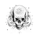 Ocean Wave Blood Skull Surf surfboard tattoo design idea