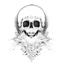 Ocean Wave Blood Skull Surf surfboard tattoo design idea