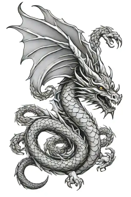 Gaelic dragon wrapped tattoo design idea