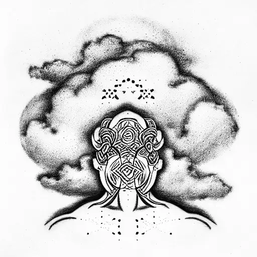 Cloud on chest with text "son of god" tattoo design idea