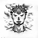 Cloud on chest with text "son of god" tattoo design idea