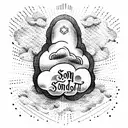 Cloud on chest with text "son of god" tattoo design idea