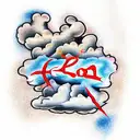 Cloud with fire and text "son of god" tattoo design idea