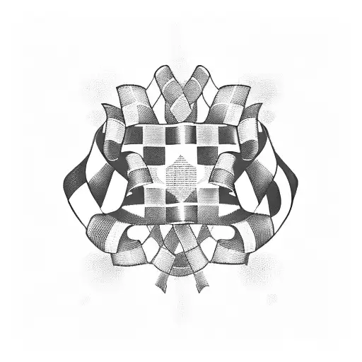Checkered flag ribbon tattoo design idea