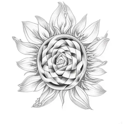 wreath of laurels checkered flag and sunflower  tattoo design idea