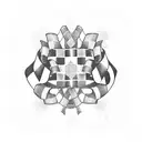 Checkered flag ribbon tattoo design idea