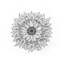 wreath of laurels checkered flag and sunflower  tattoo design idea