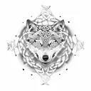 Celtic Wolf circle line tattoo design idea