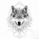 Celtic Wolf circle line tattoo design idea