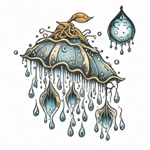 rain drops dripping tattoo design idea