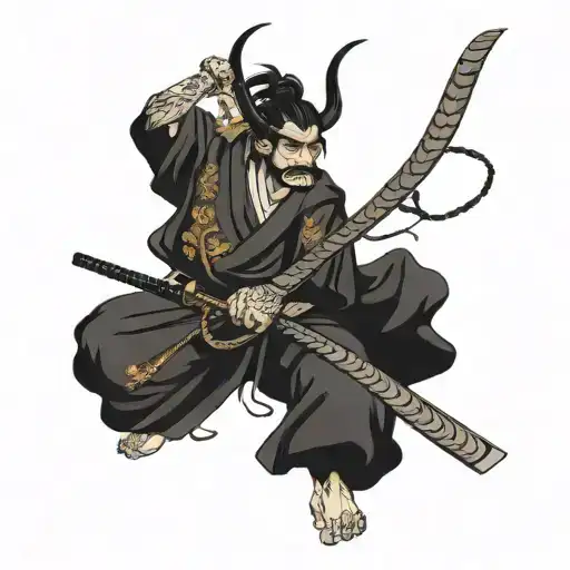 samurai and dragon tattoo design idea