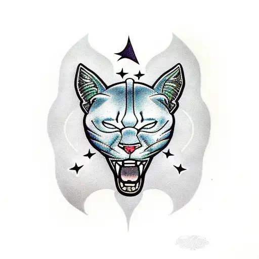 Panther under  full moon tattoo design idea