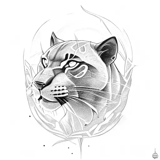 black Panther full moon tattoo design idea
