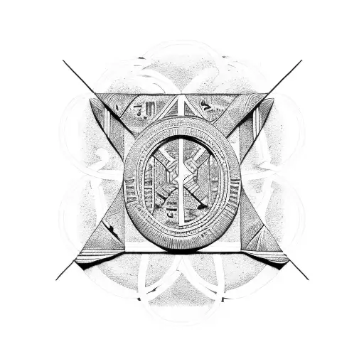 Ancient Egyptian hieroglyphics intertwining with a Latin cross tattoo design idea