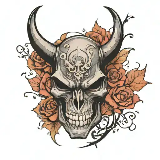 batman bull skull tattoo design idea