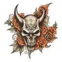 batman bull skull tattoo design idea
