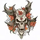 batman bull skull tattoo design idea