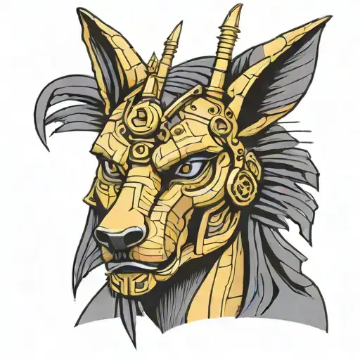 anubis cyborg front facing   tattoo design idea