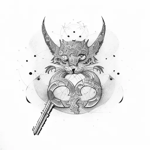 old key tattoo design idea