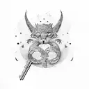 old key tattoo design idea