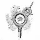 old key tattoo design idea
