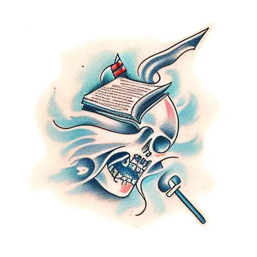stack of books tattoo design idea