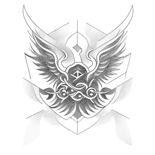 Patience, strength, phoenix tattoo design idea