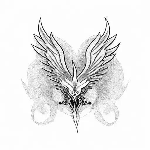 Patience, strength, phoenix tattoo design idea