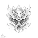 Patience, strength, phoenix tattoo design idea