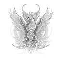 Patience, strength, phoenix tattoo design idea