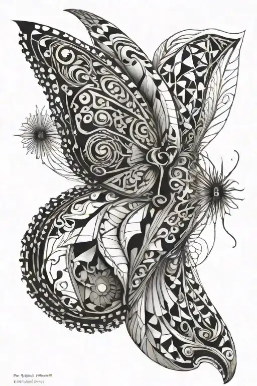 River of ink drawing a butterfly from the side tattoo design idea