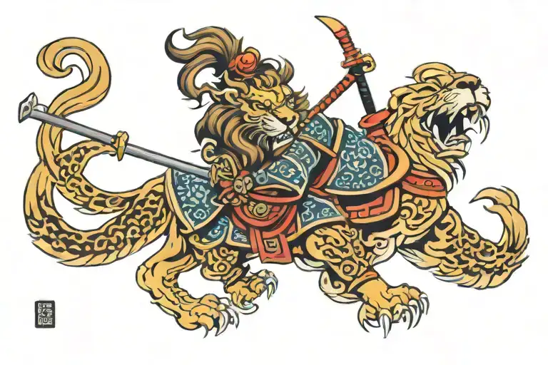 lion samurai tattoo design idea