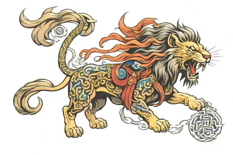 lion atlant samurai of the elements tattoo design idea