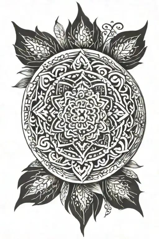 Mandala together with lettering "Psalm 139" tattoo design idea