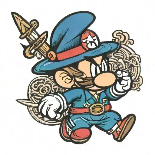 paper mario tattoo design idea