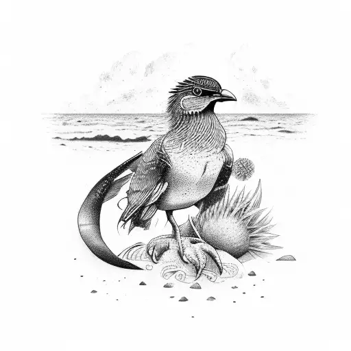 Pássaro Carcará no nordeste brasileiro sol fogo e mar tattoo design idea